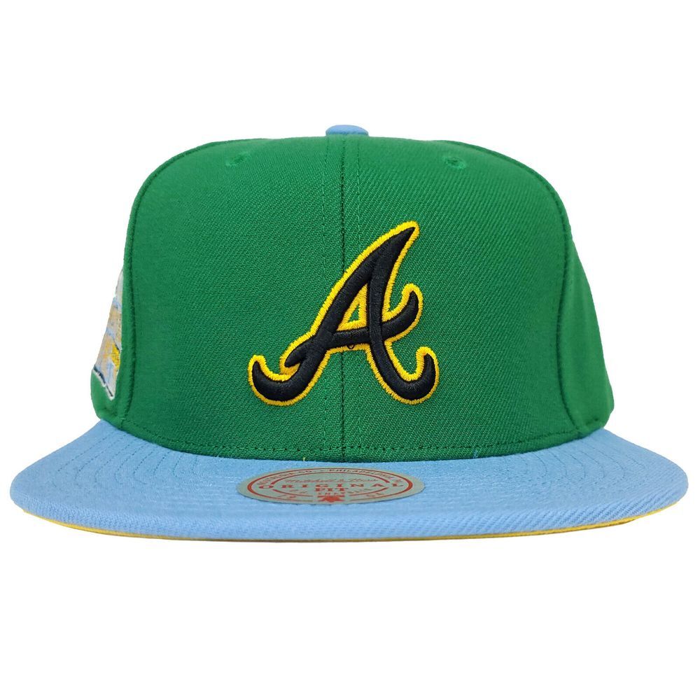 Atlanta Braves Mitchell & Ness MLB Snapback Hat Cap 3D Logo Green Blue NWT